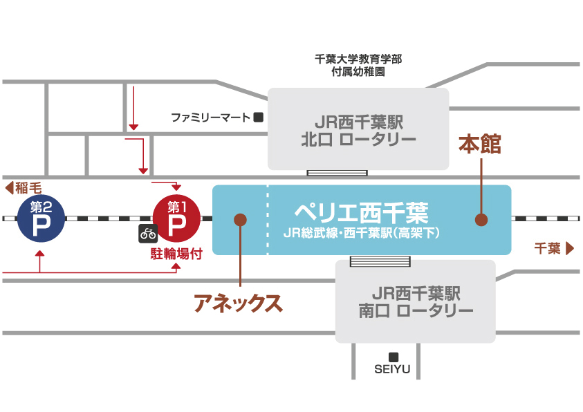 営業時間 アクセス アクセス 駐車場 ペリエ西千葉