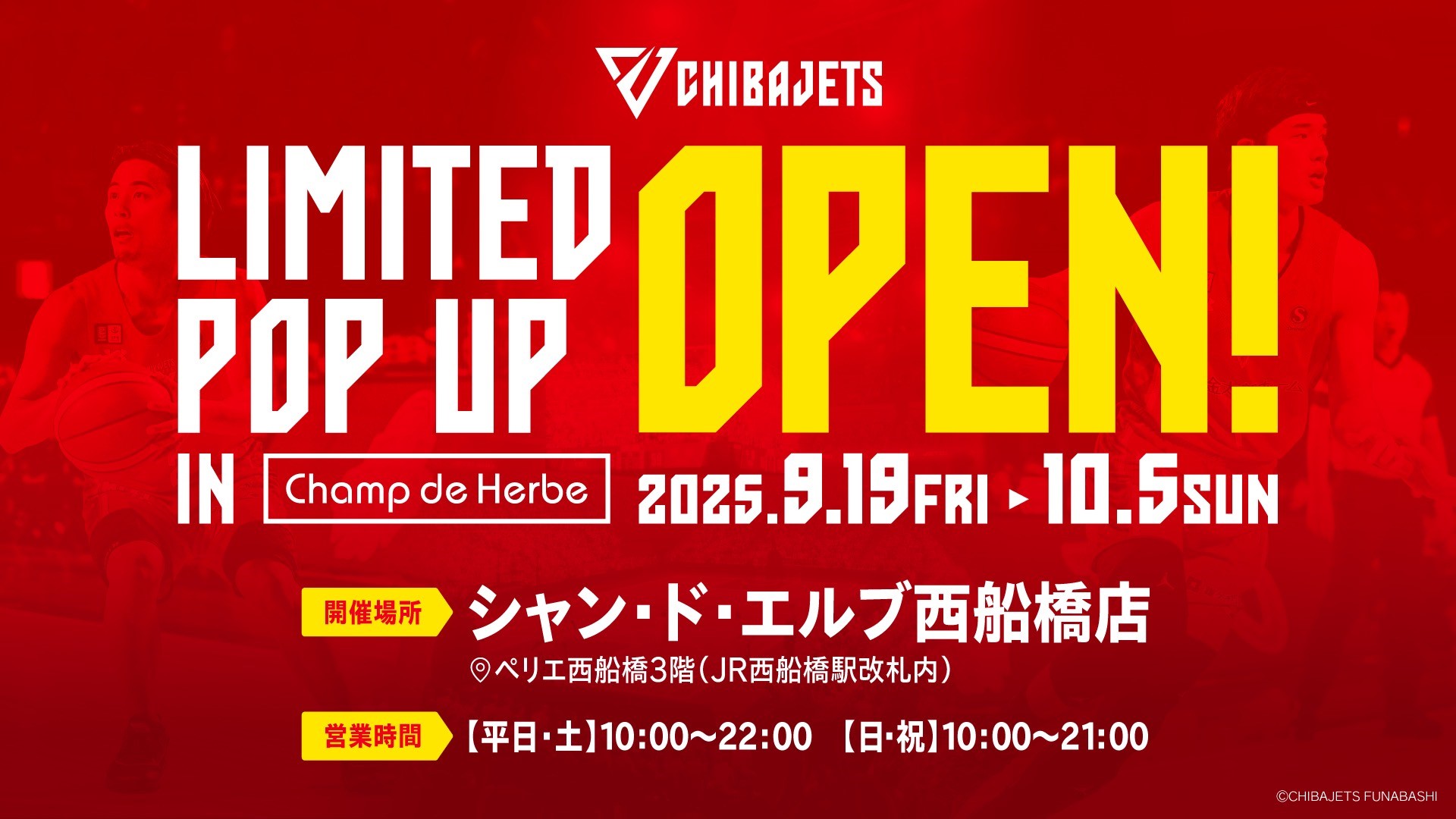 【改札内3F/シャンド・エルブ】『千葉ジェッツふなばし』POPUP開催中