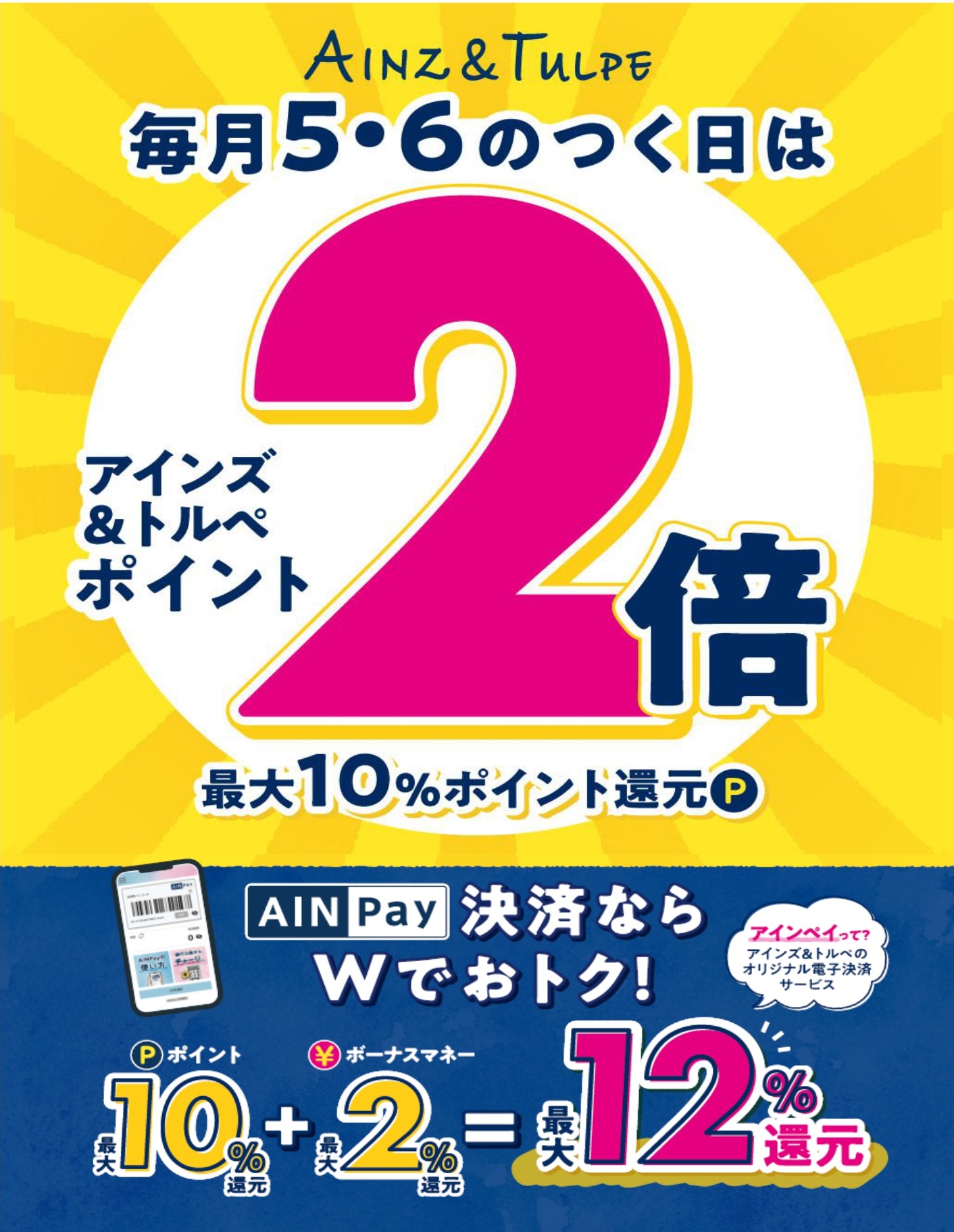 【改札内/アインズ&トルペ】アインズ&トルペポイント2倍のお知らせ！